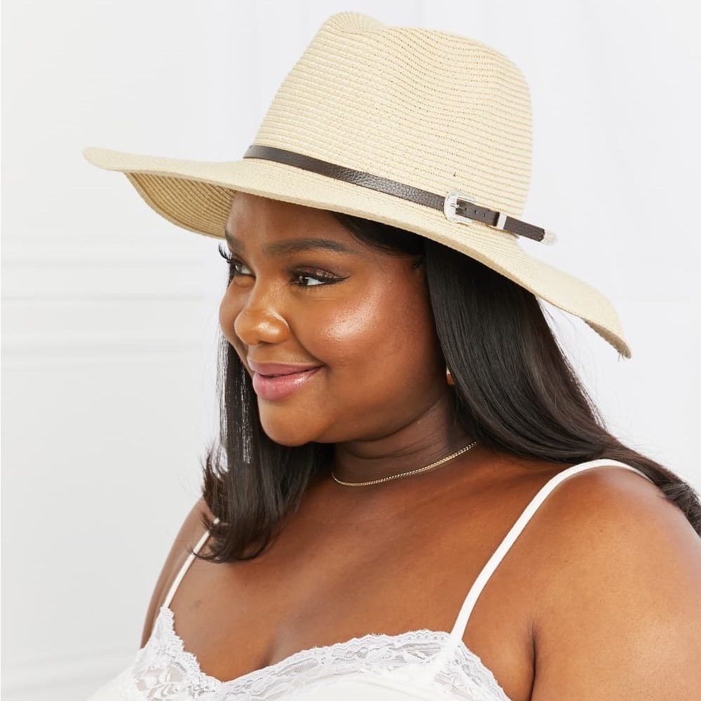 Wide Brim Paper Straw Fedora Hat
